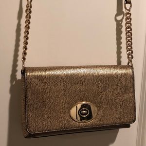Authentic COACH metallic gold leather crossbody